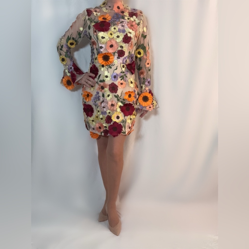 Elegant Floral Long Sleeve Dress